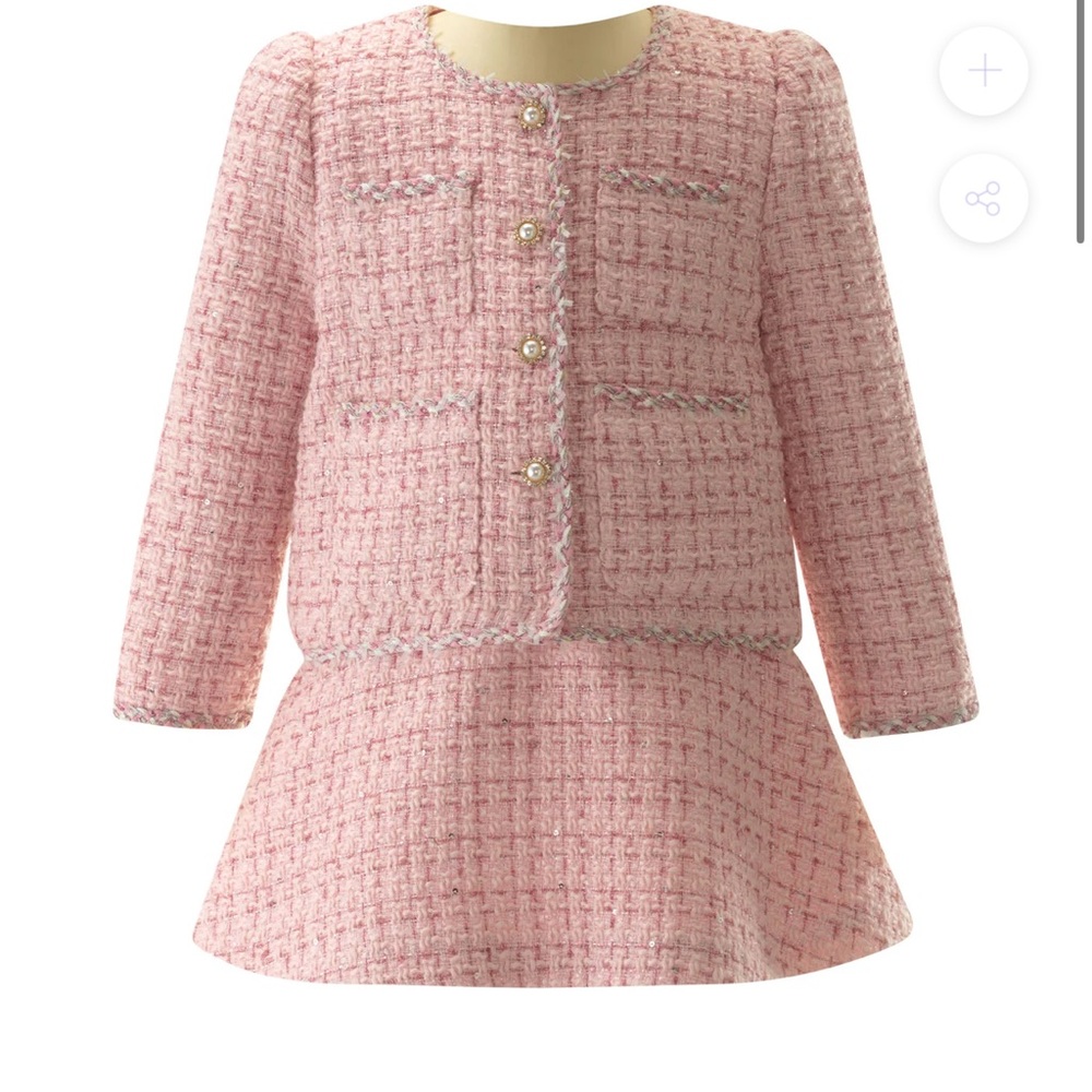 Rachel Riley Pink Tweed Jacket & Skirt Set $185 size 7